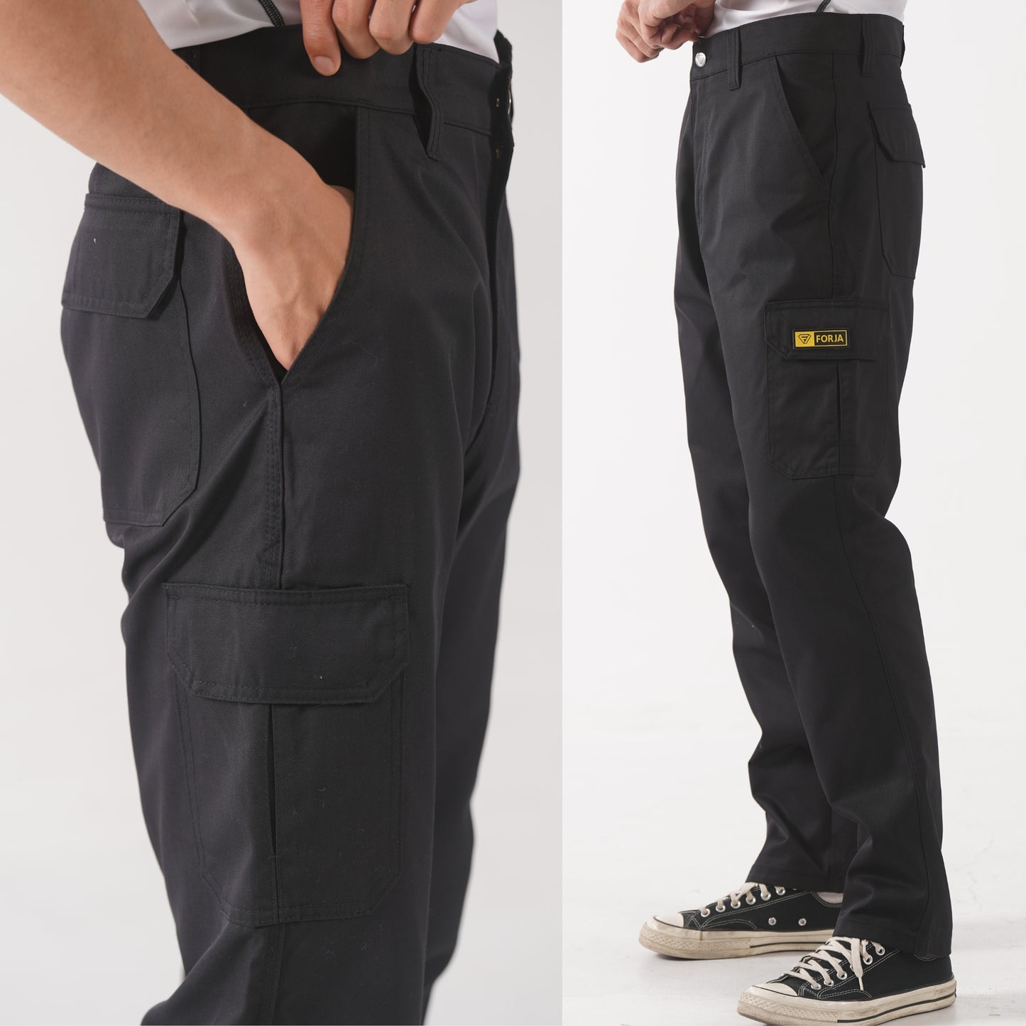 FORJA Cargo Trousers with six pockets in Black | FI-550