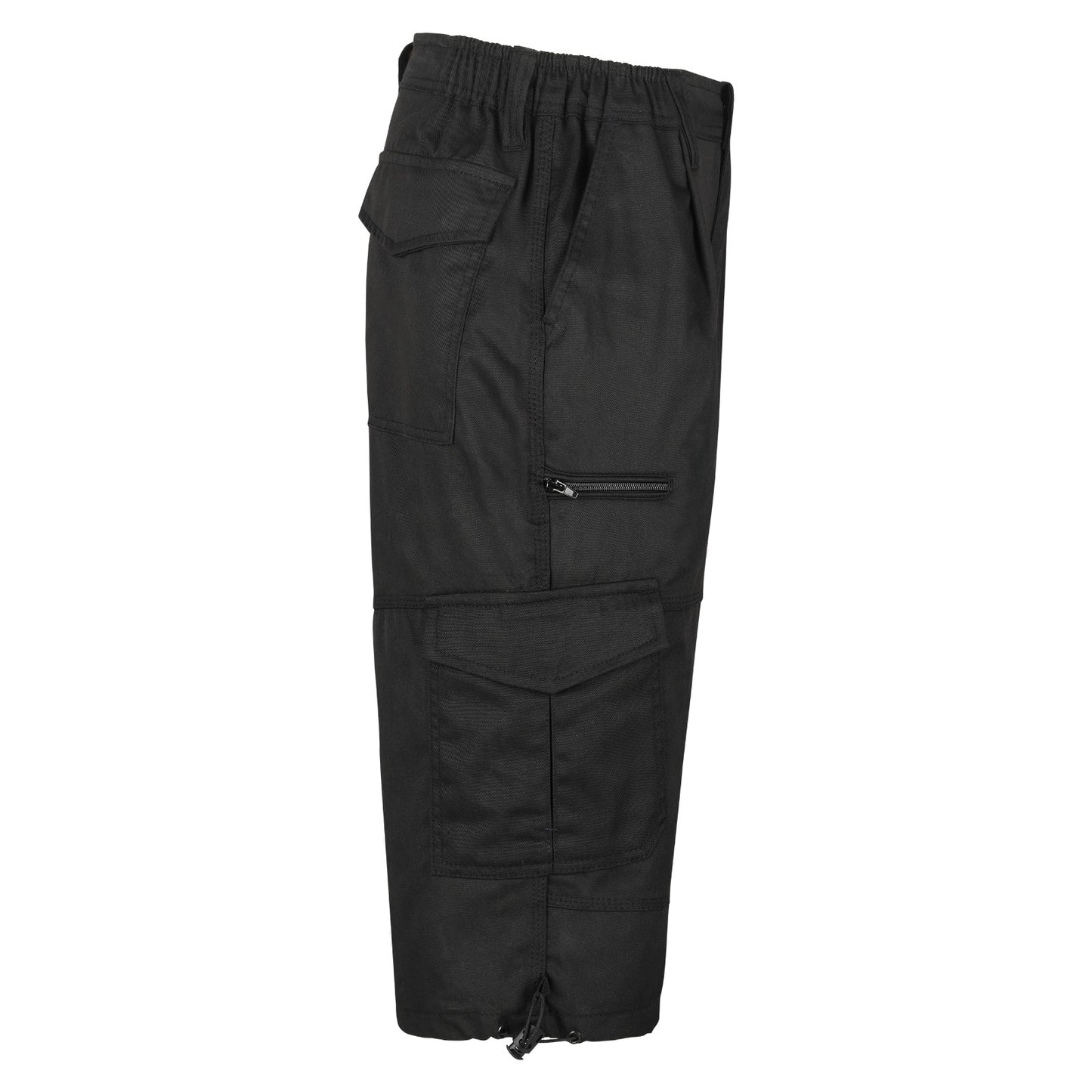 FORJA Cargo Shorts Men Multi Pocket Pants, 3/4 Loose Fit Casual Capri Hiking Black Shorts with Zip Pocket, Waist 30-44