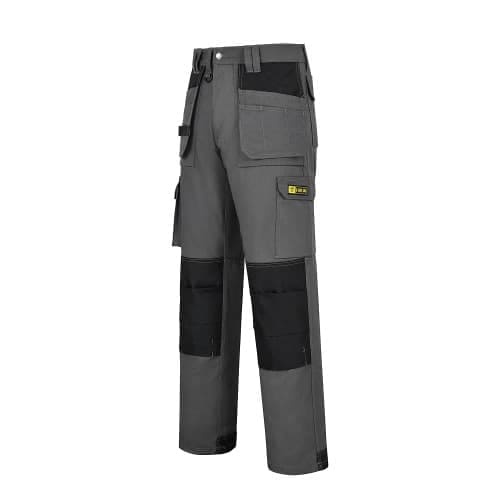 Multi Pocket Work Trousers Grey Side View With Logo Brand