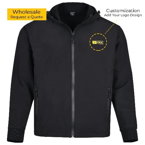 Worker Softshell Hoodie Jacket Black Front View