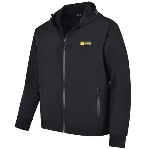 Worker Softshell Hoodie Jacket Black Front View