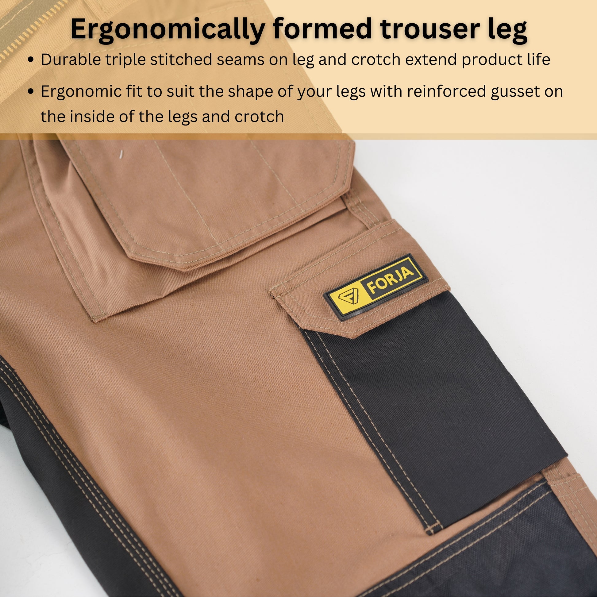 Forja Multi Pocket Work Trousers With Knee Pads & Holster Pockets Brown | Khaki Forja Wears